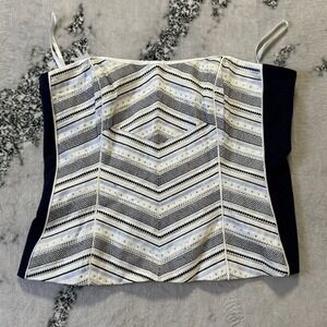 White House Black Market Top Womens Size 14 Multicolor Bustier Geometric Pattern